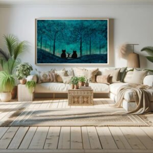 BLACK CAT ART, CAT ART, CUTE CAT ART