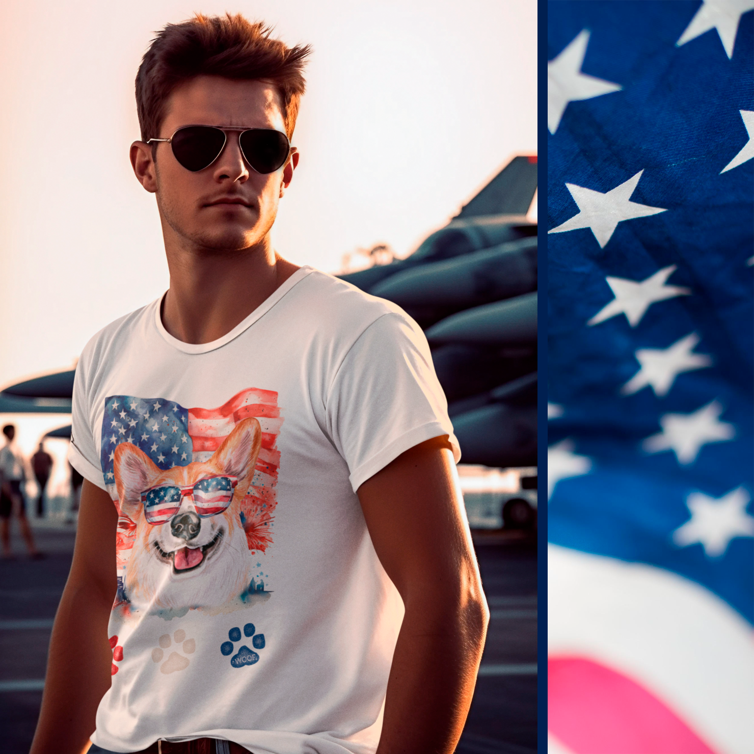 Zazzle Red White and Blue American Dog Corgi 4th of July T Shirt